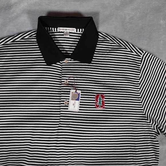 Peter Millar Stanford Cardinal Striped Polo Shirt Mens Large College Preppy NEW - Picture 1 of 10